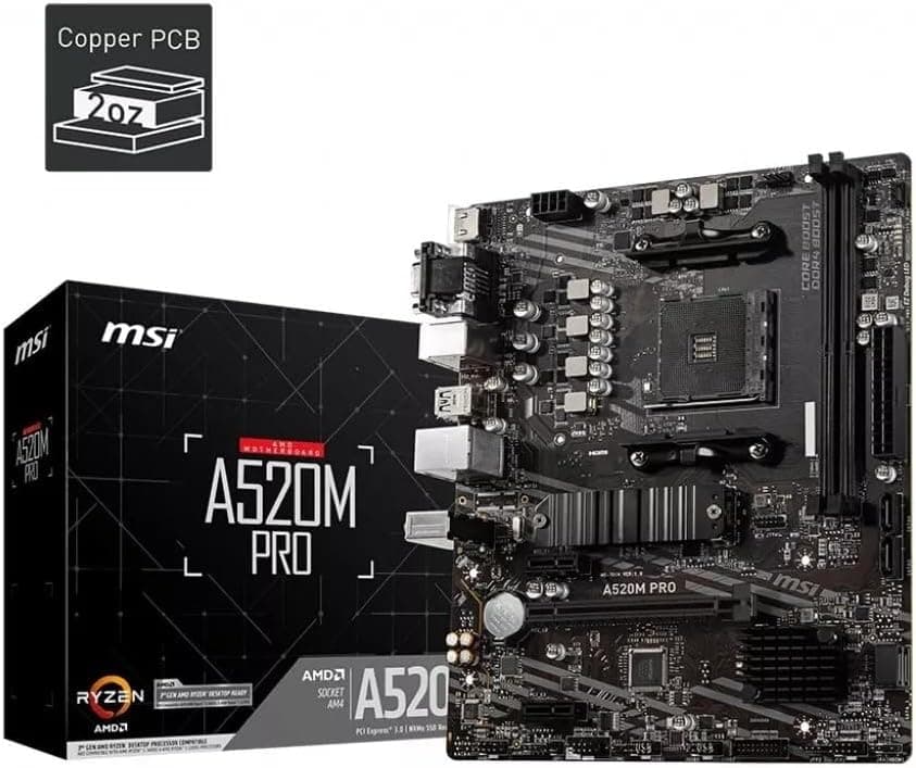 مادربرد MSI با سوکت AM4 و حافظه DDR4 فرم mATX مدل A520M PRO مادربرد MSI با سوکت AM4 و حافظه DDR4 فرم mATX مدل A520M PRO