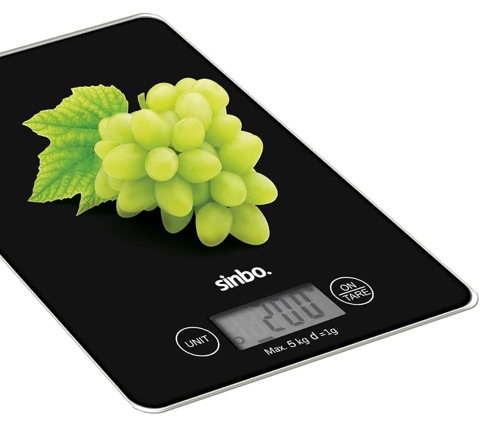 ترازو آشپزخانه دیجیتال Sinbo ظرفیت 5 کیلوگرم نمایشگر LCD مشکی سکوی شیشهای مدل SKS-4526 ترازو آشپزخانه دیجیتال Sinbo ظرفیت 5 کیلوگرم نمایشگر LCD مشکی سکوی شیشهای مدل SKS-4526