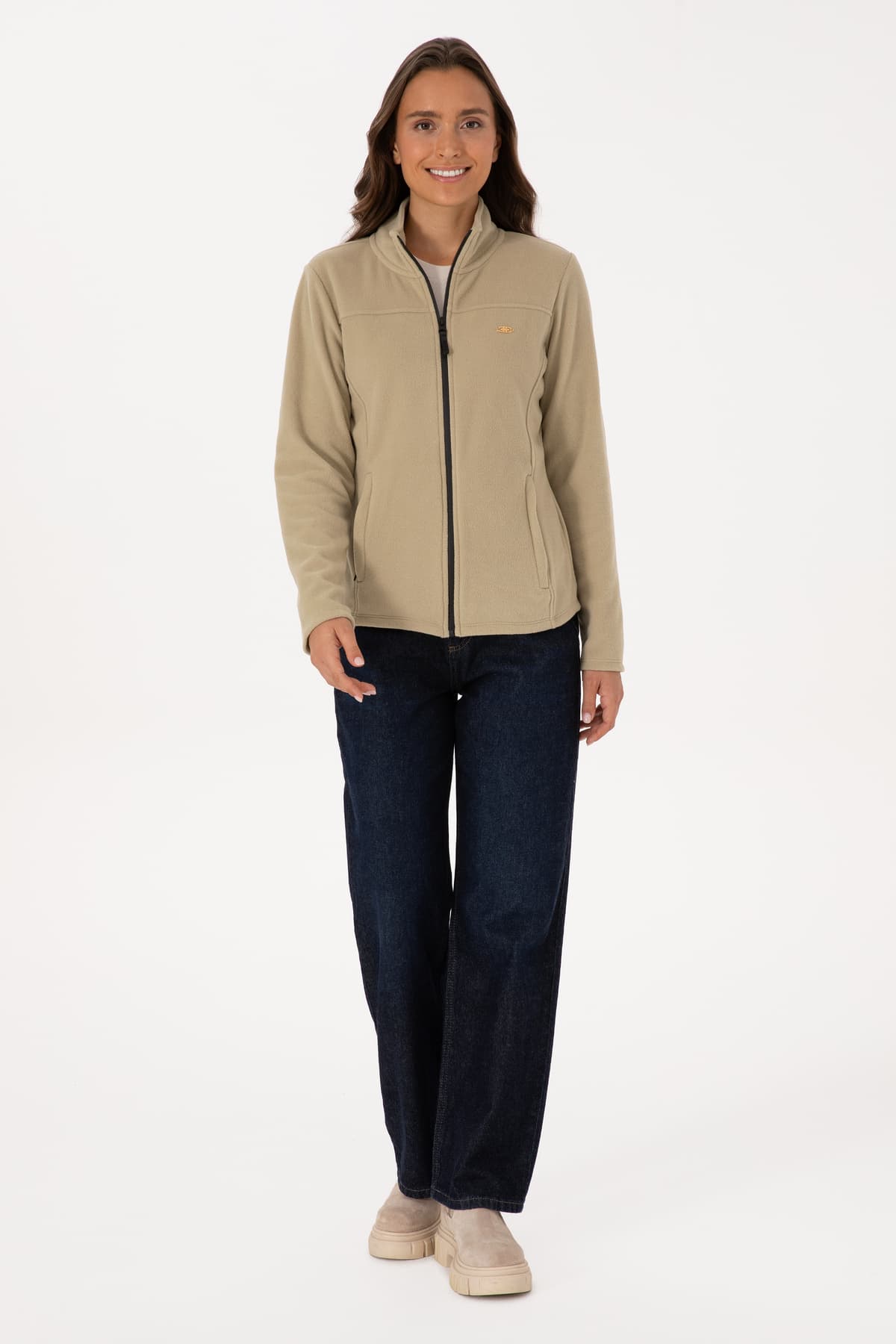 سوئیشرت پلار زنانه U.S. Polo Assn. خاکی روشن یقه ایستاده زیپدار مدل 50316729-VR183 سوئیشرت پلار زنانه U.S. Polo Assn. خاکی روشن یقه ایستاده زیپدار مدل 50316729-VR183