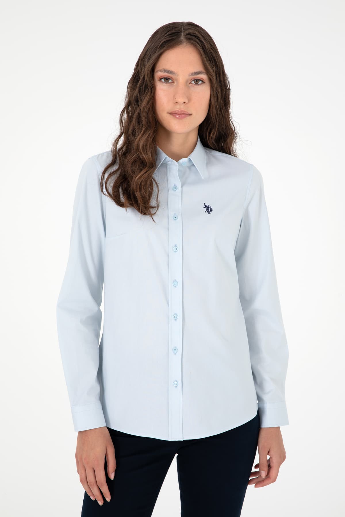 پیراهن زنانه U.S. Polo Assn. آبی روشن آستینبلند ساده مدل 50295639-VR003 پیراهن زنانه U.S. Polo Assn. آبی روشن آستینبلند ساده مدل 50295639-VR003