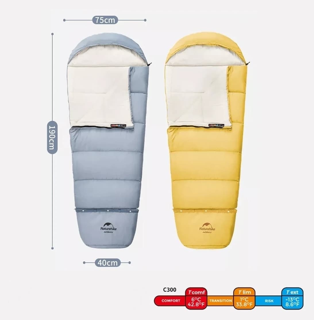 کیسه خواب کودک Naturehike نخی الترالایت -13°C زرد مدل C300 کیسه خواب کودک Naturehike نخی الترالایت -13°C زرد مدل C300