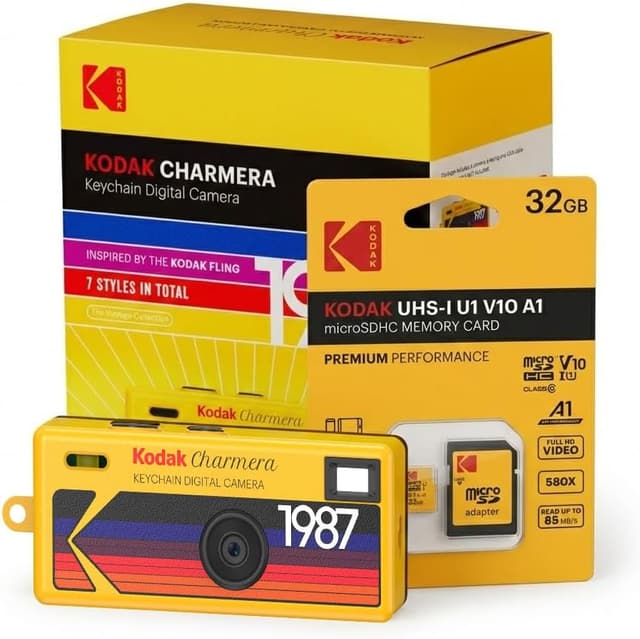 جاکلیدی دوربین دیجیتال KODAK Charmera، بسته شانسی ۲ عددی با دوربین تکی و کارت حافظه 32GB جاکلیدی دوربین دیجیتال KODAK Charmera، بسته شانسی ۲ عددی با دوربین تکی و کارت حافظه 32GB