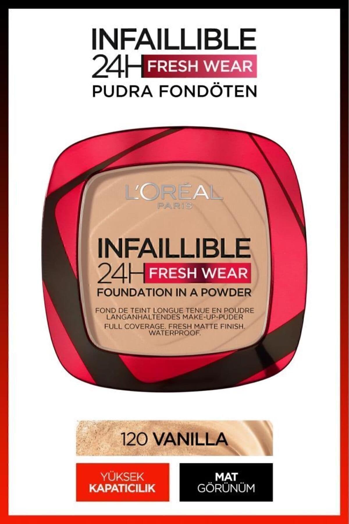 فوندوتن پودری L'Oreal Paris Infaillible 24h Fresh Wear 120 وانیلی فوندوتن پودری L'Oreal Paris Infaillible 24h Fresh Wear 120 وانیلی