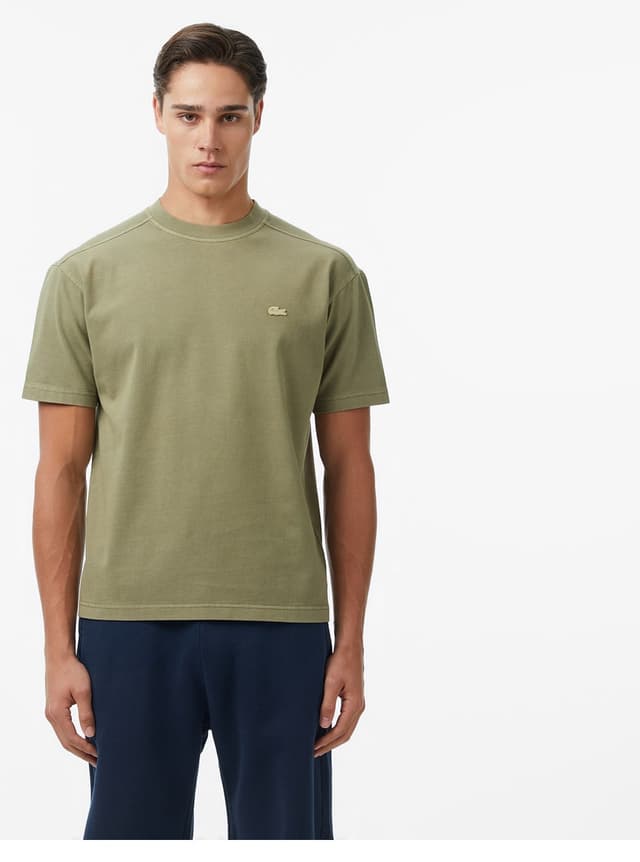 تیشرت مردانه Lacoste یقه گرد فیت آزاد رنگ خاکی تیشرت مردانه Lacoste یقه گرد فیت آزاد رنگ خاکی