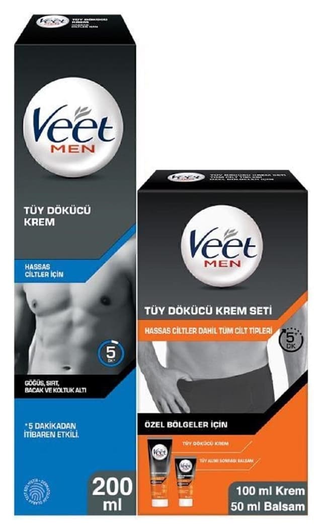 ست کرم موبر مردانه Veet مناسب پوست حساس و نواحی خاص 200ml + 100&50ml ست کرم موبر مردانه Veet مناسب پوست حساس و نواحی خاص 200ml + 100&50ml