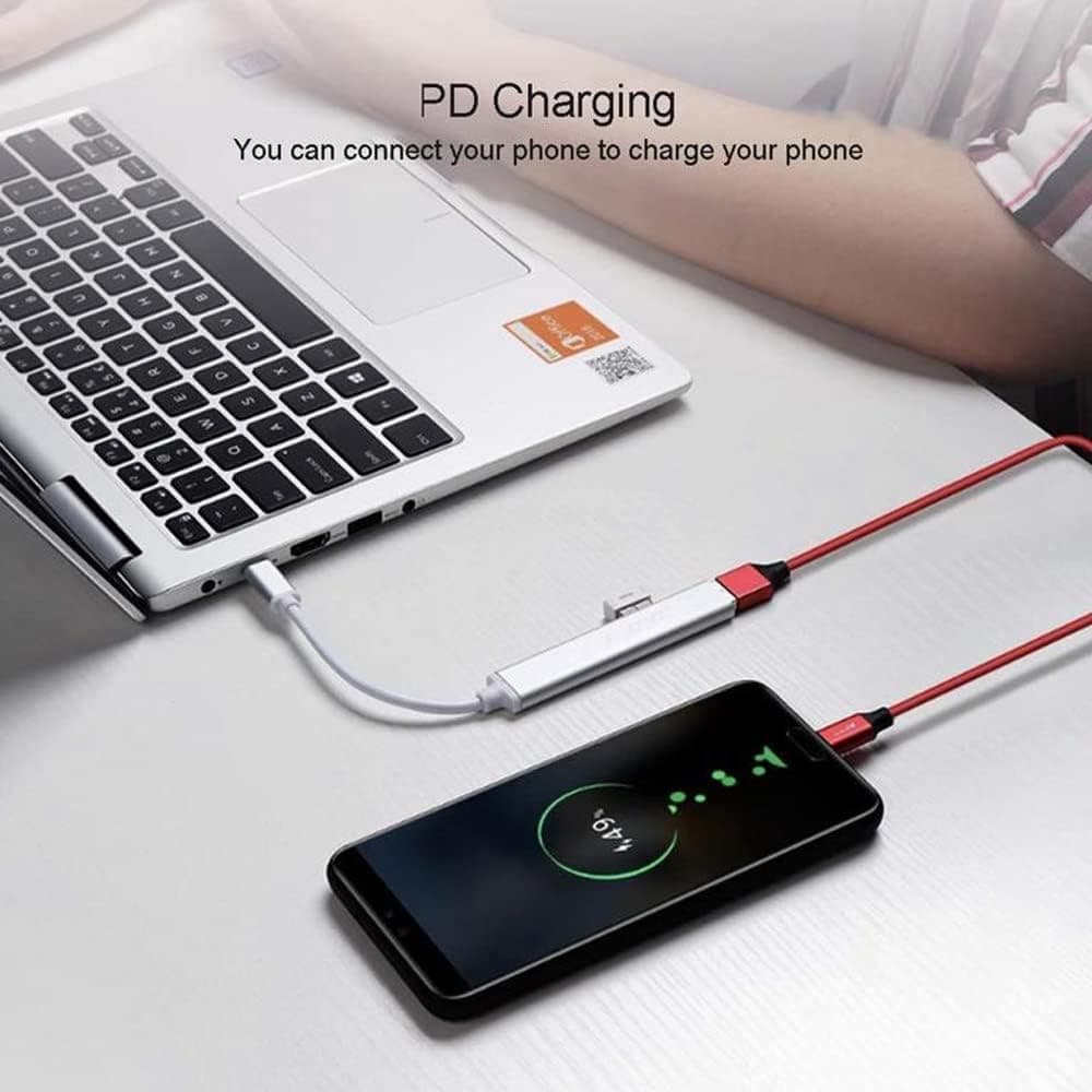 آداپتور هاب Type-c به USB چهارپورته coverzone سازگار با Macbook آداپتور هاب Type-c به USB چهارپورته coverzone سازگار با Macbook