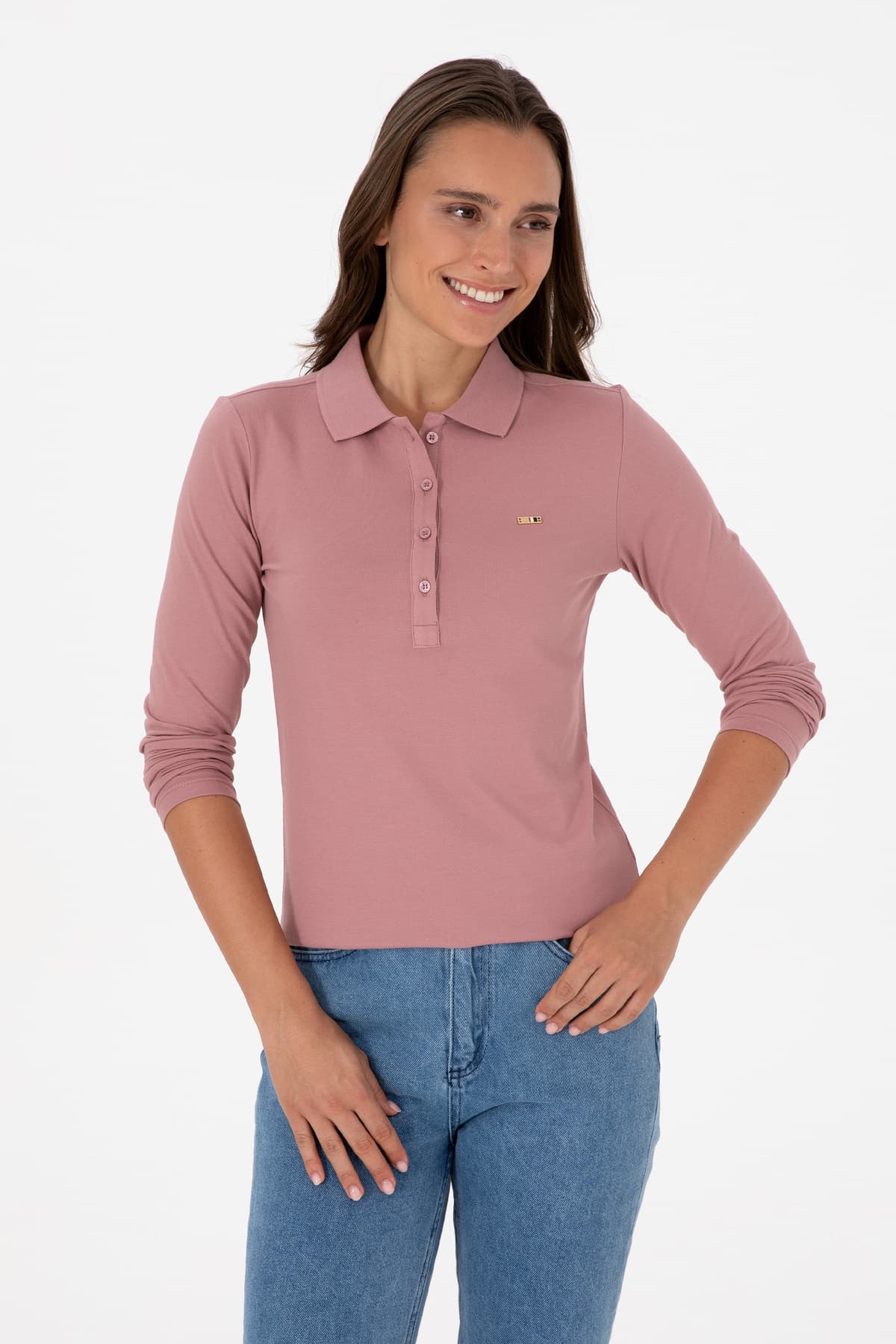 سویشرت زنانه U.S. Polo Assn. یقه پولو ساده صورتی چرک مدل 50313593-VR221 سویشرت زنانه U.S. Polo Assn. یقه پولو ساده صورتی چرک مدل 50313593-VR221