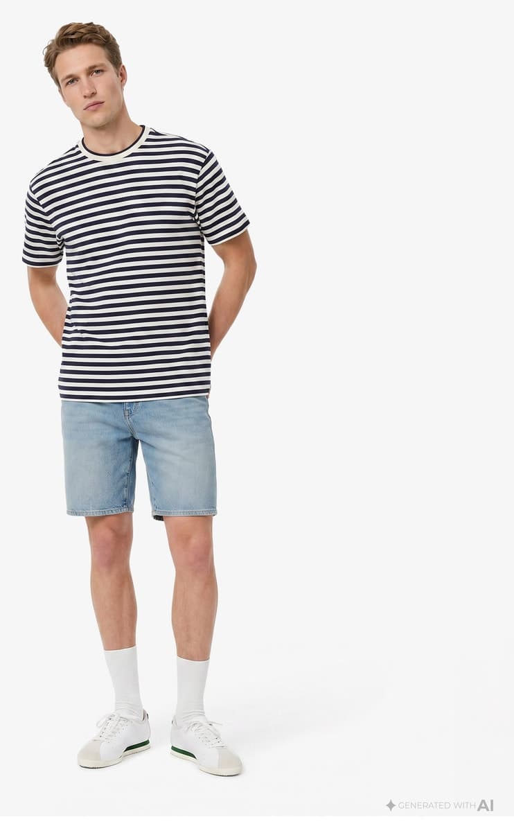 تیشرت مردانه Lacoste ریلکس فیت یقه گرد راهراه سرمهای تیشرت مردانه Lacoste ریلکس فیت یقه گرد راهراه سرمهای