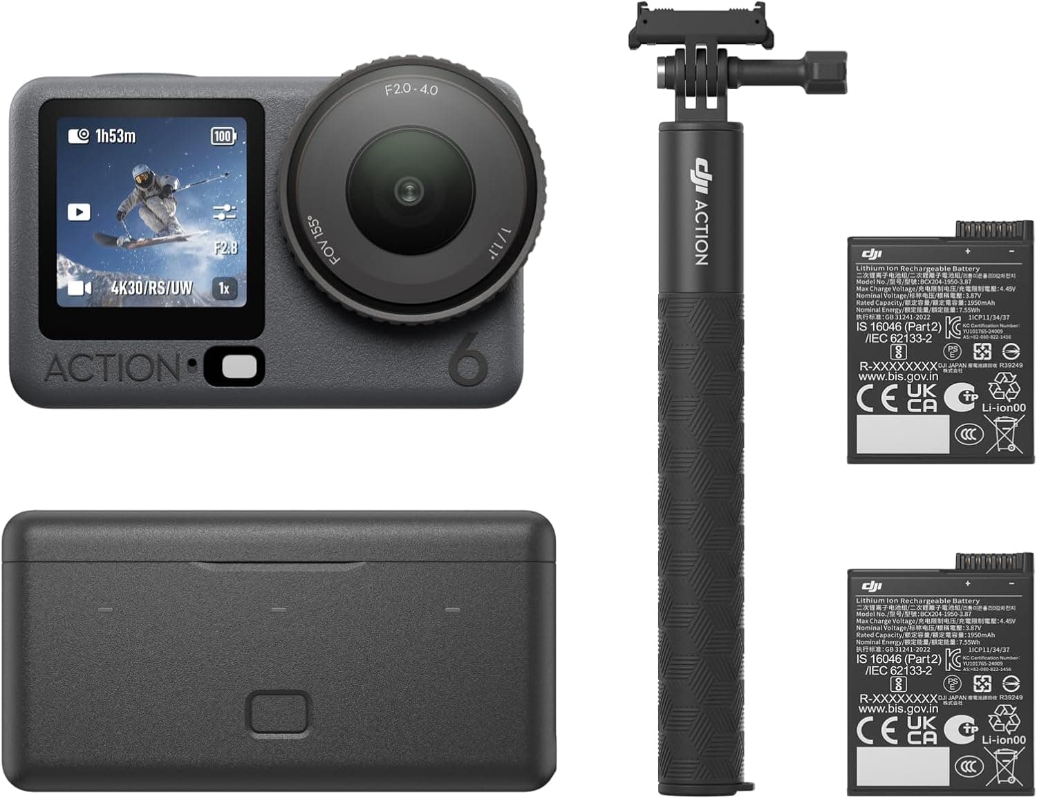 دوربین اکشن DJI Osmo Action 6 پکیج پیشرفته، 4K با سنسور مربعی 1/1.1″، دیافراگم متغیر f/2.0–f/4.0 و 2 باتری دوربین اکشن DJI Osmo Action 6 پکیج پیشرفته، 4K با سنسور مربعی 1/1.1″، دیافراگم متغیر f/2.0–f/4.0 و 2 باتری