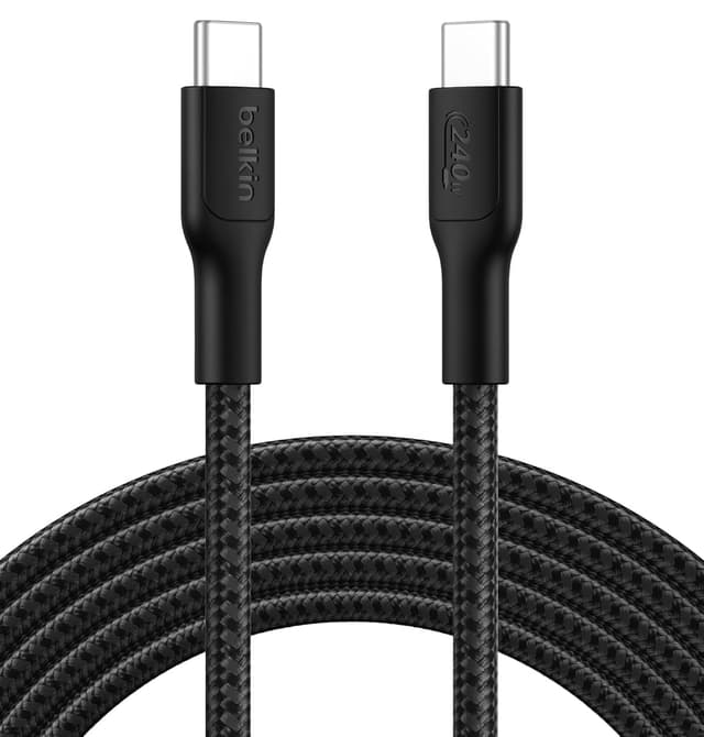 کابل شارژ مردانه Belkin بافت اکو USB-C به USB-C 3 متر 240 وات مشکی کابل شارژ مردانه Belkin بافت اکو USB-C به USB-C 3 متر 240 وات مشکی