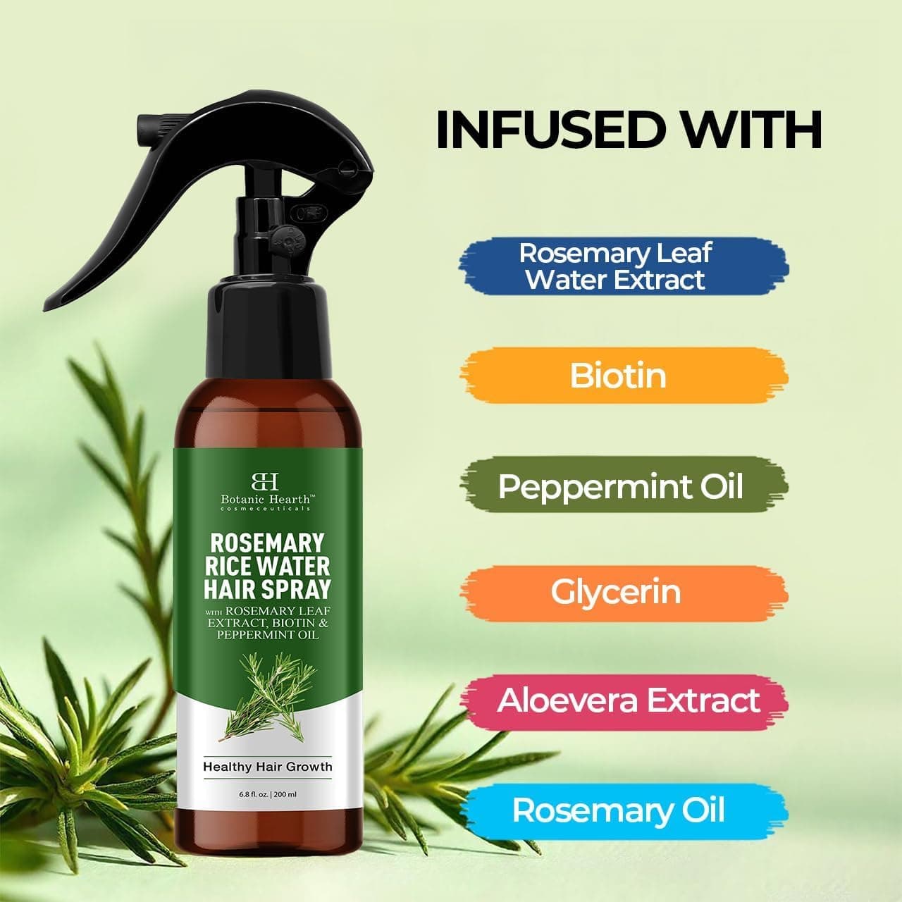 اسپری موی آب رزماری مناسب بانوان و آقایان Botanic Hearth حاوی نعناع فلفلی و بیوتین برای رشد و ضخیمشدن مو 200 ml اسپری موی آب رزماری مناسب بانوان و آقایان Botanic Hearth حاوی نعناع فلفلی و بیوتین برای رشد و ضخیمشدن مو 200 ml