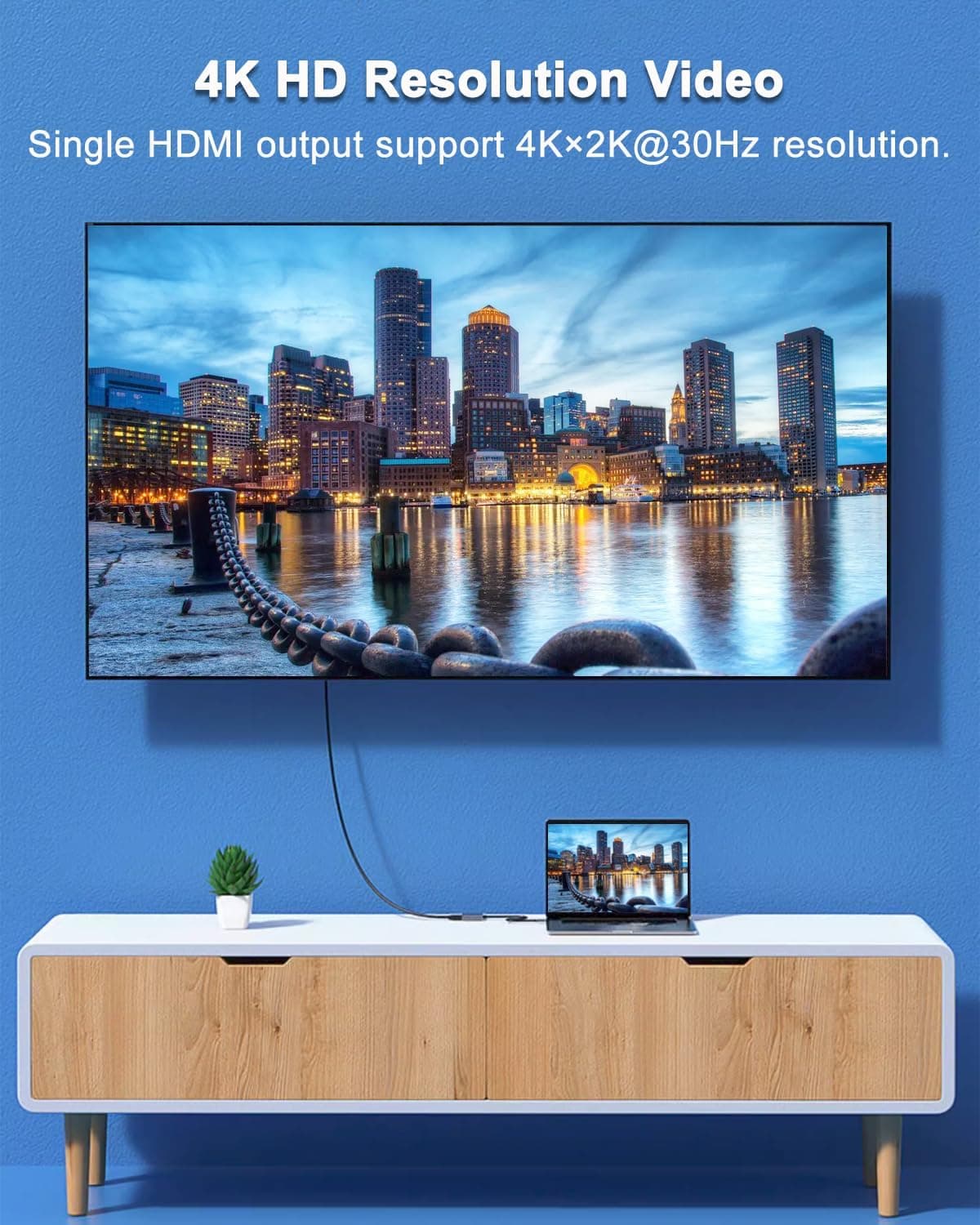 مبدل USB C به دو HDMI برای اتصال دو مانیتور Dnkeaur با پشتیبانی از 4K مبدل USB C به دو HDMI برای اتصال دو مانیتور Dnkeaur با پشتیبانی از 4K