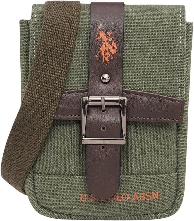 کیف دوشی کانواس U.S. POLO ASSN. با محفظه موبایل خاکی مدل 24546 کیف دوشی کانواس U.S. POLO ASSN. با محفظه موبایل خاکی مدل 24546