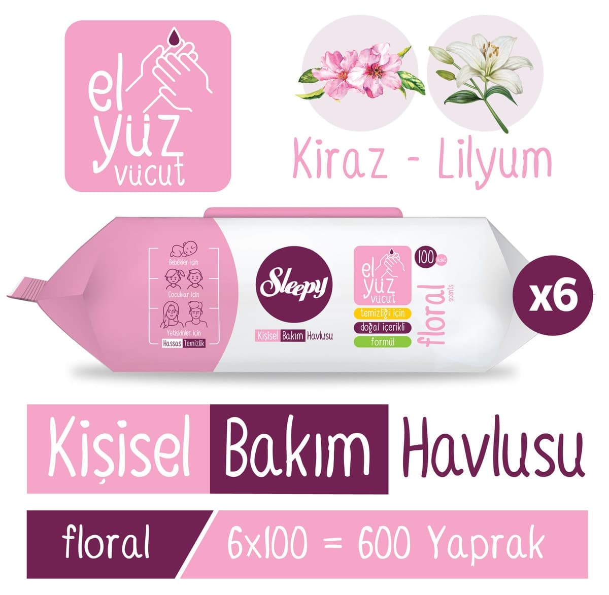 دستمال مرطوب گلدار Sleepy 6x100 (600 برگ) دستمال مرطوب گلدار Sleepy 6x100 (600 برگ)