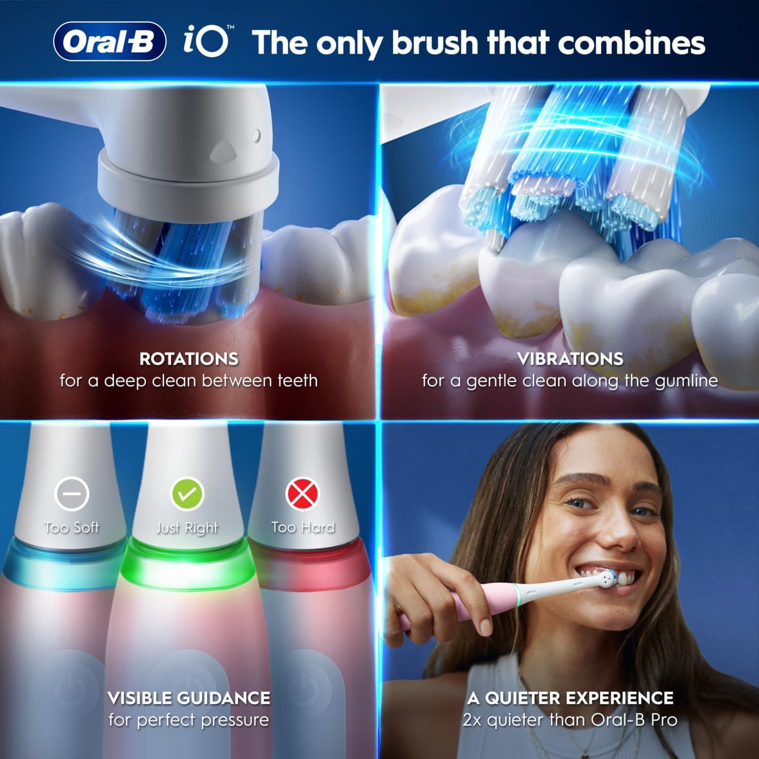 مسواک برقی Oral-B iO3 بزرگسالان با ۳ حالت و سفیدکنندگی دندان صورتی مسواک برقی Oral-B iO3 بزرگسالان با ۳ حالت و سفیدکنندگی دندان صورتی