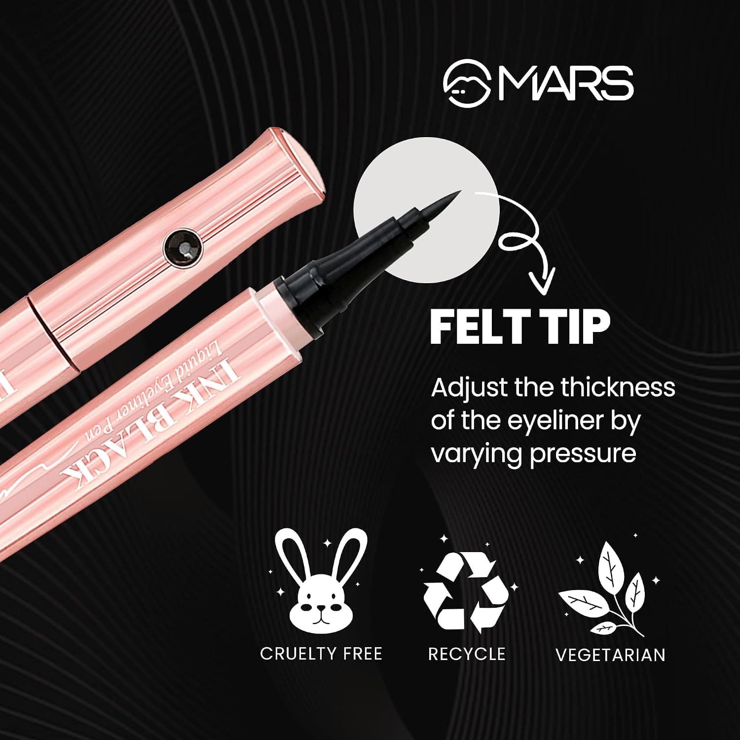 خط چشم مایع MARS مشکی نوک فوقنازک مدل مات ضدآب و ضدلک (1ml) خط چشم مایع MARS مشکی نوک فوقنازک مدل مات ضدآب و ضدلک (1ml)