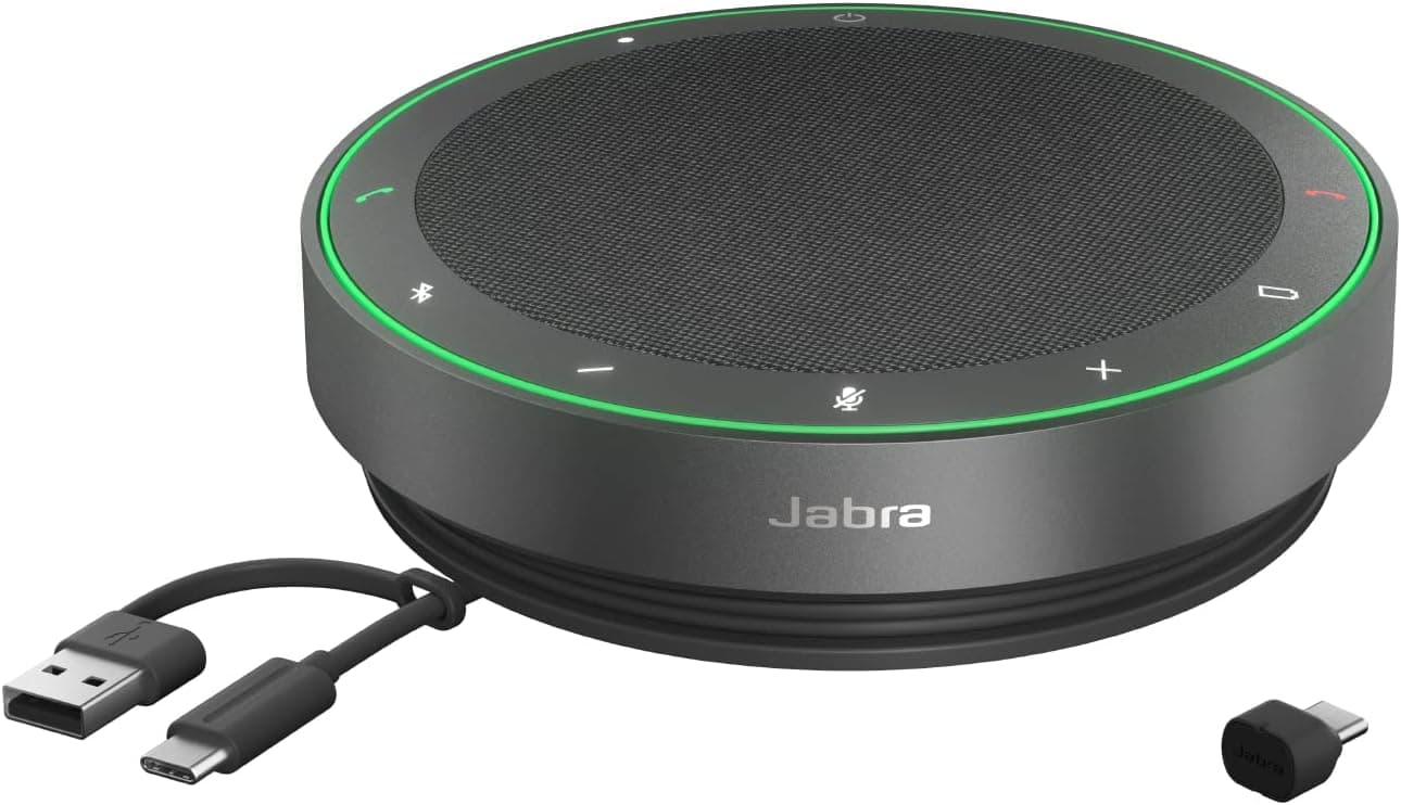 اسپیکرفون بیسیم بلوتوثی Jabra با ۴ میکروفون حذف نویز و بلندگوی 50mm مدل Speak2 55 اسپیکرفون بیسیم بلوتوثی Jabra با ۴ میکروفون حذف نویز و بلندگوی 50mm مدل Speak2 55