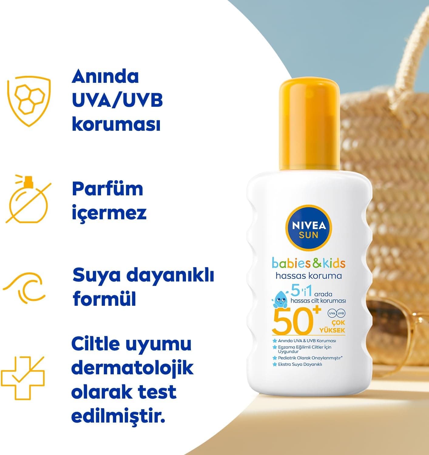 اسپری ضدآفتاب کودک و نوزاد NIVEA SPF50+ پوست حساس بدون عطر 200ml اسپری ضدآفتاب کودک و نوزاد NIVEA SPF50+ پوست حساس بدون عطر 200ml