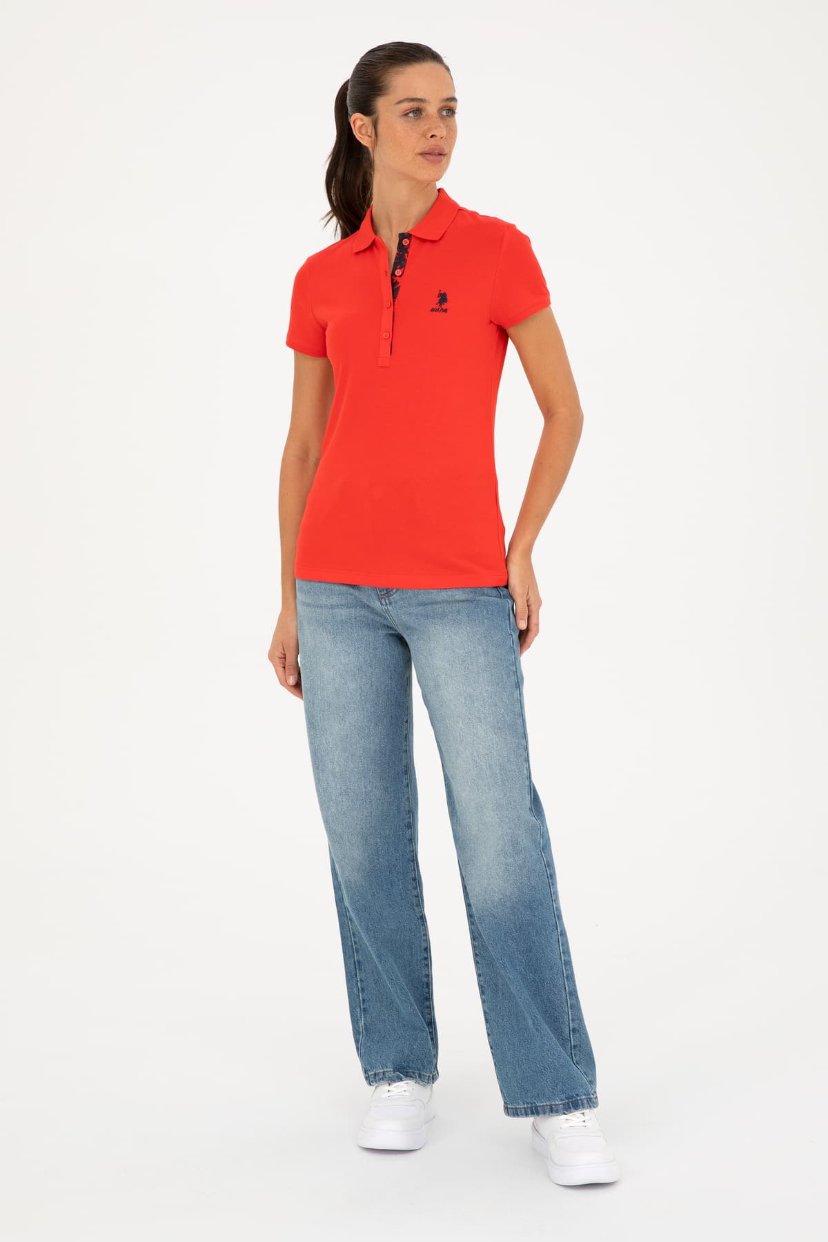 تیشرت زنانه یقهپولو U.S. Polo Assn. ساده قرمز مدل 50262698-VR030 تیشرت زنانه یقهپولو U.S. Polo Assn. ساده قرمز مدل 50262698-VR030