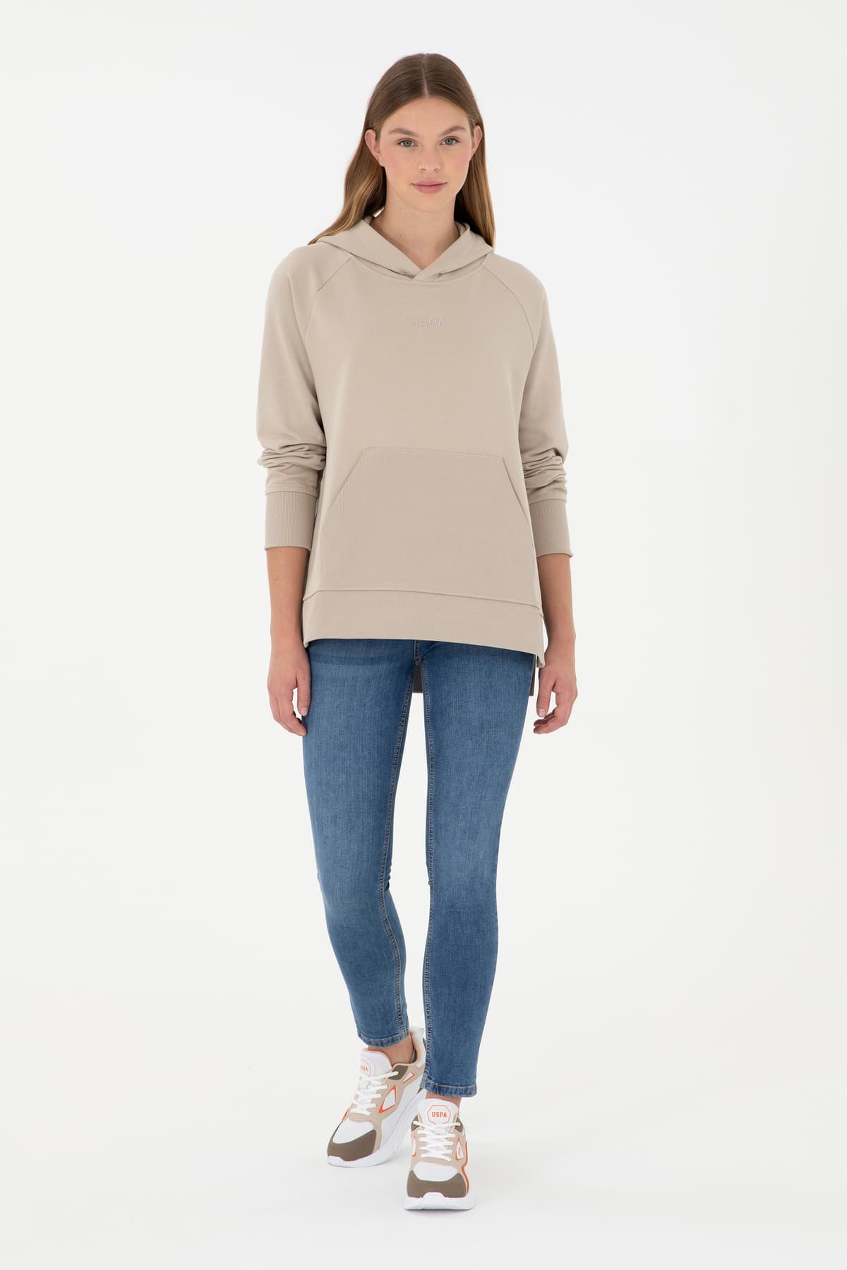 سویشرت کلاهدار زنانه U.S. Polo Assn. سنگی مدل 50296944-VR049 سویشرت کلاهدار زنانه U.S. Polo Assn. سنگی مدل 50296944-VR049