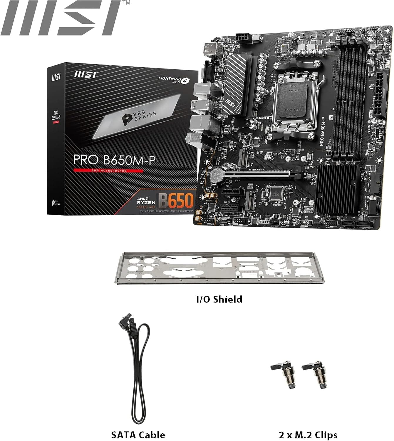 مادربرد MSI با سوکت AM5 و چیپست AMD B650 مدل B650M-P مشکی مادربرد MSI با سوکت AM5 و چیپست AMD B650 مدل B650M-P مشکی