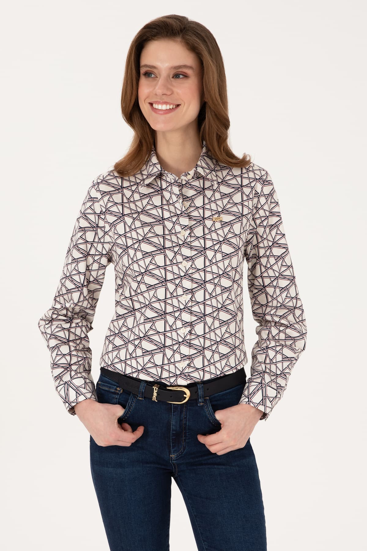 پیراهن زنانه U.S. Polo Assn. کرم آستین بلند مدل 50316376-VR256 پیراهن زنانه U.S. Polo Assn. کرم آستین بلند مدل 50316376-VR256