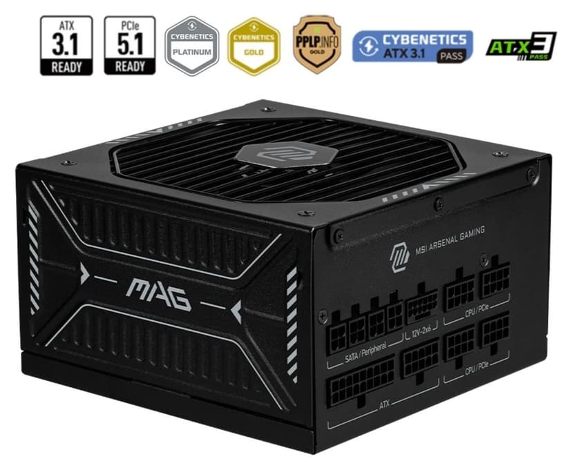 منبع تغذیه MSI ماژولار کامل 850W 80+ Gold مشکی مدل MAG A850GLS PCIE5 منبع تغذیه MSI ماژولار کامل 850W 80+ Gold مشکی مدل MAG A850GLS PCIE5