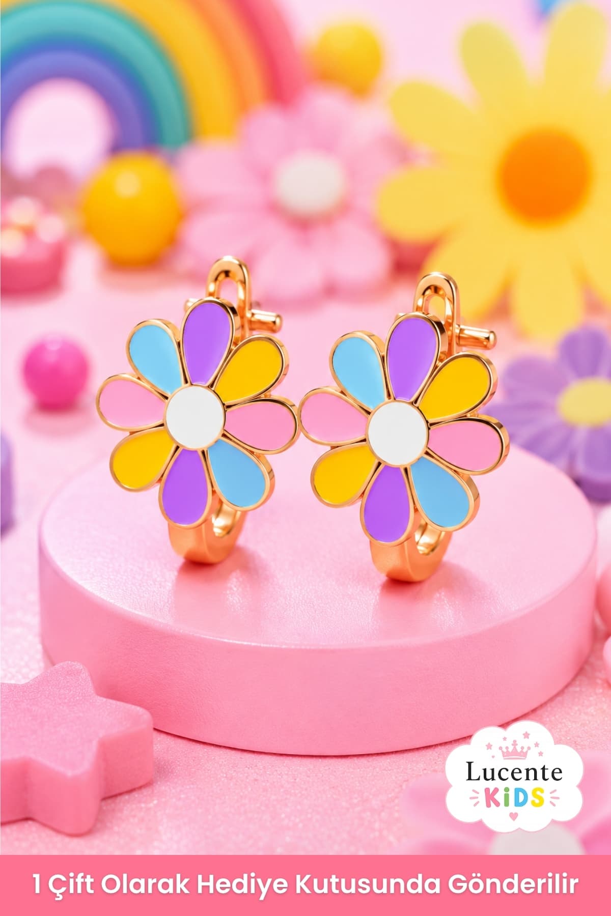 گوشواره کودک دخترانه Lucente Jewellery نقره 925 عیار گیرهای طرح گل میناکاری رنگی گوشواره کودک دخترانه Lucente Jewellery نقره 925 عیار گیرهای طرح گل میناکاری رنگی
