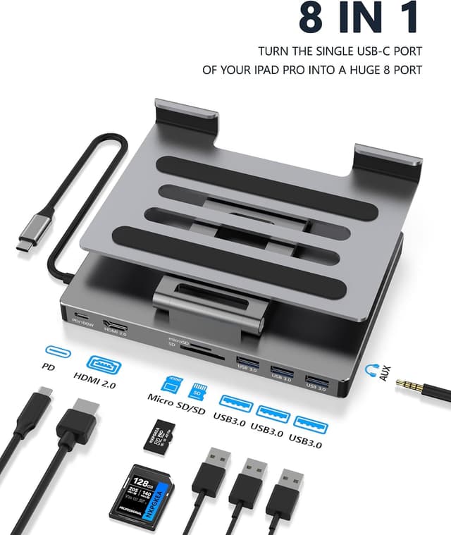هاب USB C تاشو برای iPad Pro M4 M2 M1 و iPad Air NXPGKEA با HDMI 4K 60Hz و شارژ PD هاب USB C تاشو برای iPad Pro M4 M2 M1 و iPad Air NXPGKEA با HDMI 4K 60Hz و شارژ PD