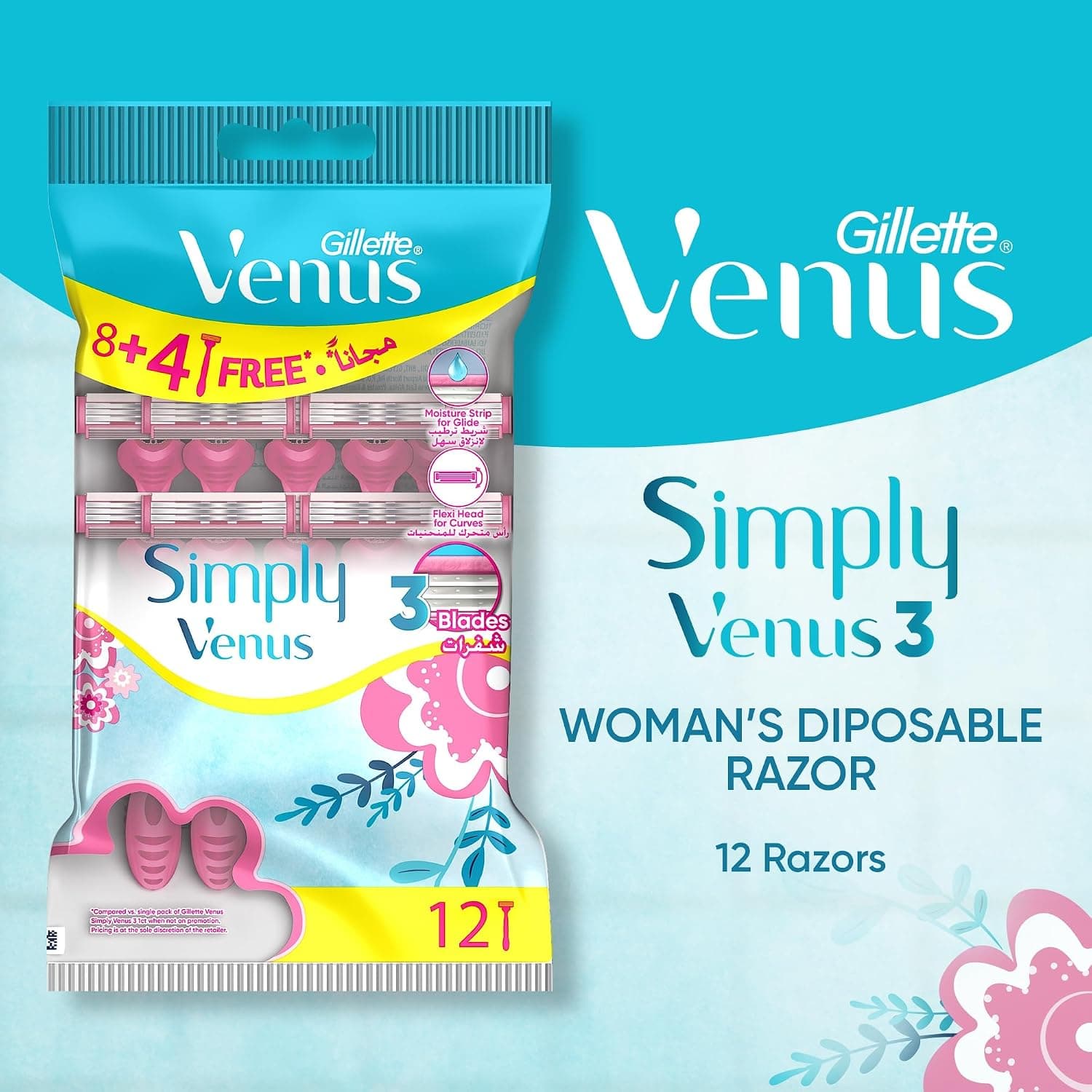 تیغ یکبار مصرف زنانه Venus Simply Venus3 بسته 12 عددی تیغ یکبار مصرف زنانه Venus Simply Venus3 بسته 12 عددی
