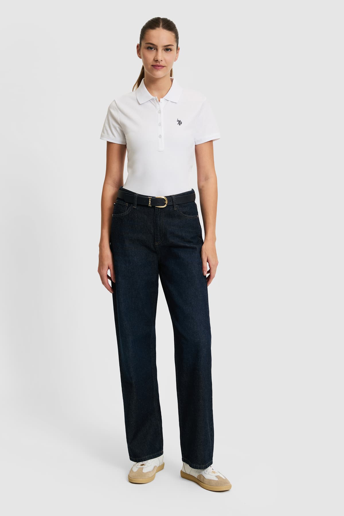 تیشرت زنانه یقه پولو U.S. Polo Assn. سفید ساده مدل 50321818-VR013 تیشرت زنانه یقه پولو U.S. Polo Assn. سفید ساده مدل 50321818-VR013