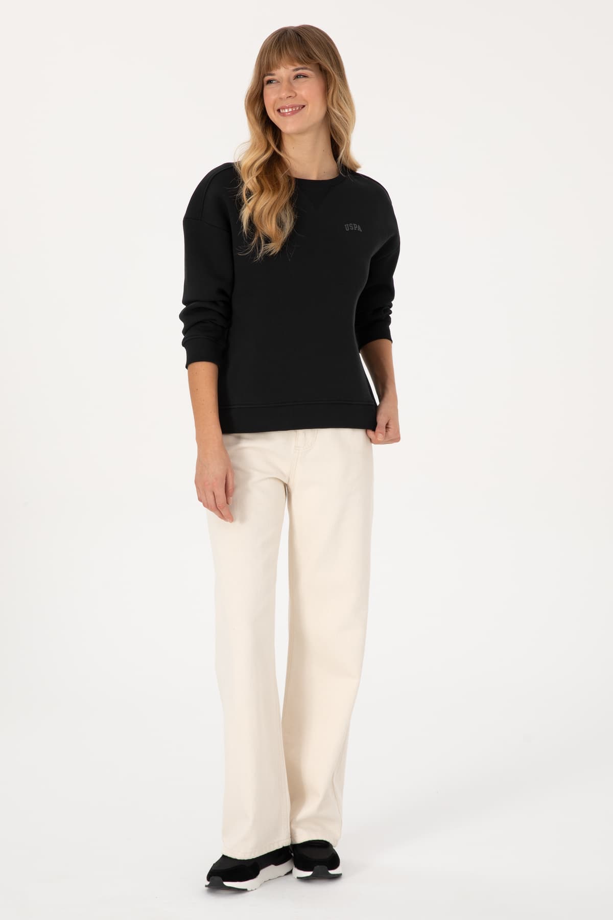 سویشرت زنانه U.S. Polo Assn. مشکی شاردون یقه گرد Basic مدل 50313586-VR046 سویشرت زنانه U.S. Polo Assn. مشکی شاردون یقه گرد Basic مدل 50313586-VR046