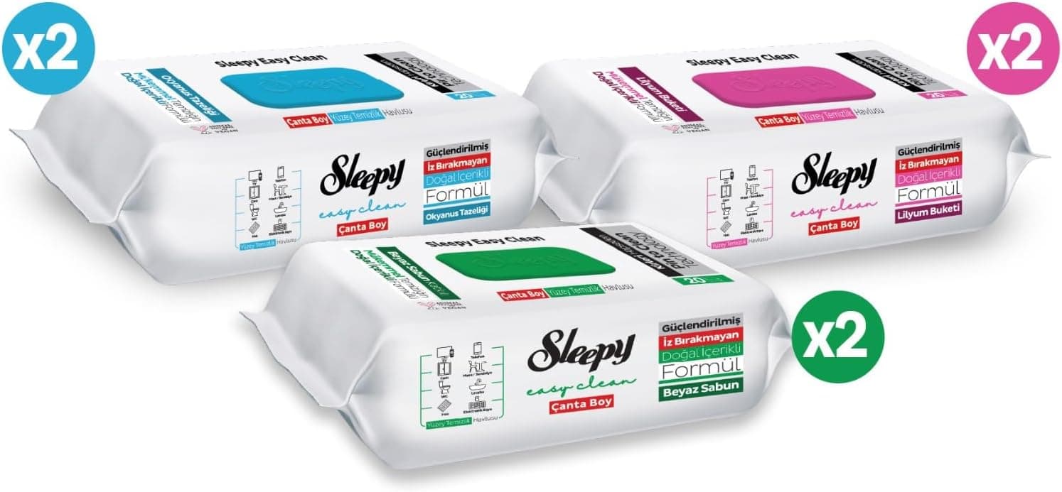 دستمال تمیزکننده سطح پسرانه Sleepy Easy Clean صابون سفید، لیلیوم، اقیانوس 6x20 (120 برگ) دستمال تمیزکننده سطح پسرانه Sleepy Easy Clean صابون سفید، لیلیوم، اقیانوس 6x20 (120 برگ)