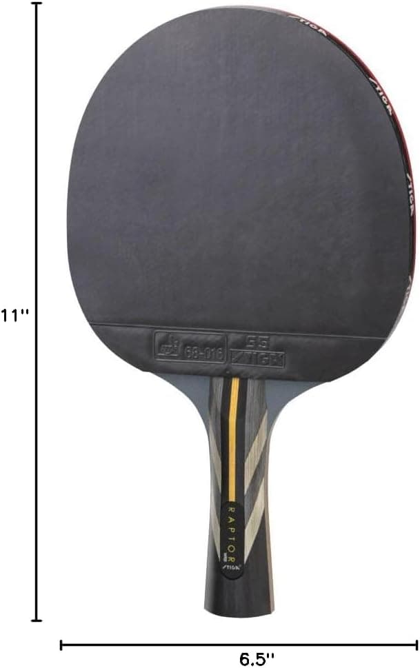 راکت پینگپنگ STIGA Raptor با تیغه الیاف کربن 7-ply، اسفنج Premiere 2mm و دسته گشادشونده راکت پینگپنگ STIGA Raptor با تیغه الیاف کربن 7-ply، اسفنج Premiere 2mm و دسته گشادشونده