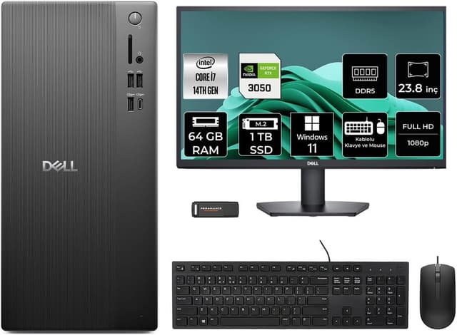 کامپیوتر رومیزی Dell Pro Tower مدل ECT1250 i7 14700 به همراه مانیتور 23.8 اینچی کامپیوتر رومیزی Dell Pro Tower مدل ECT1250 i7 14700 به همراه مانیتور 23.8 اینچی