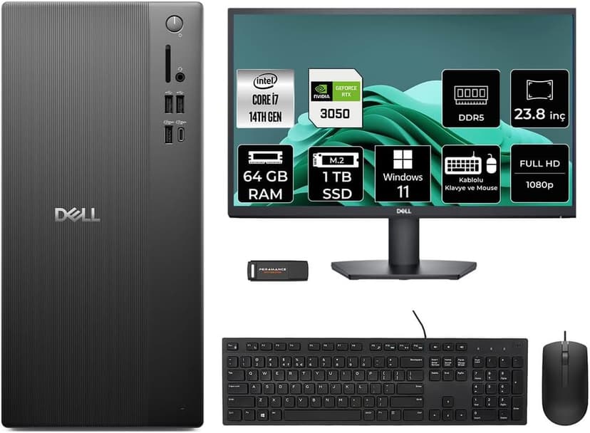 کامپیوتر رومیزی Dell Pro Tower مدل ECT1250 i7 14700 به همراه مانیتور 23.8 اینچی کامپیوتر رومیزی Dell Pro Tower مدل ECT1250 i7 14700 به همراه مانیتور 23.8 اینچی