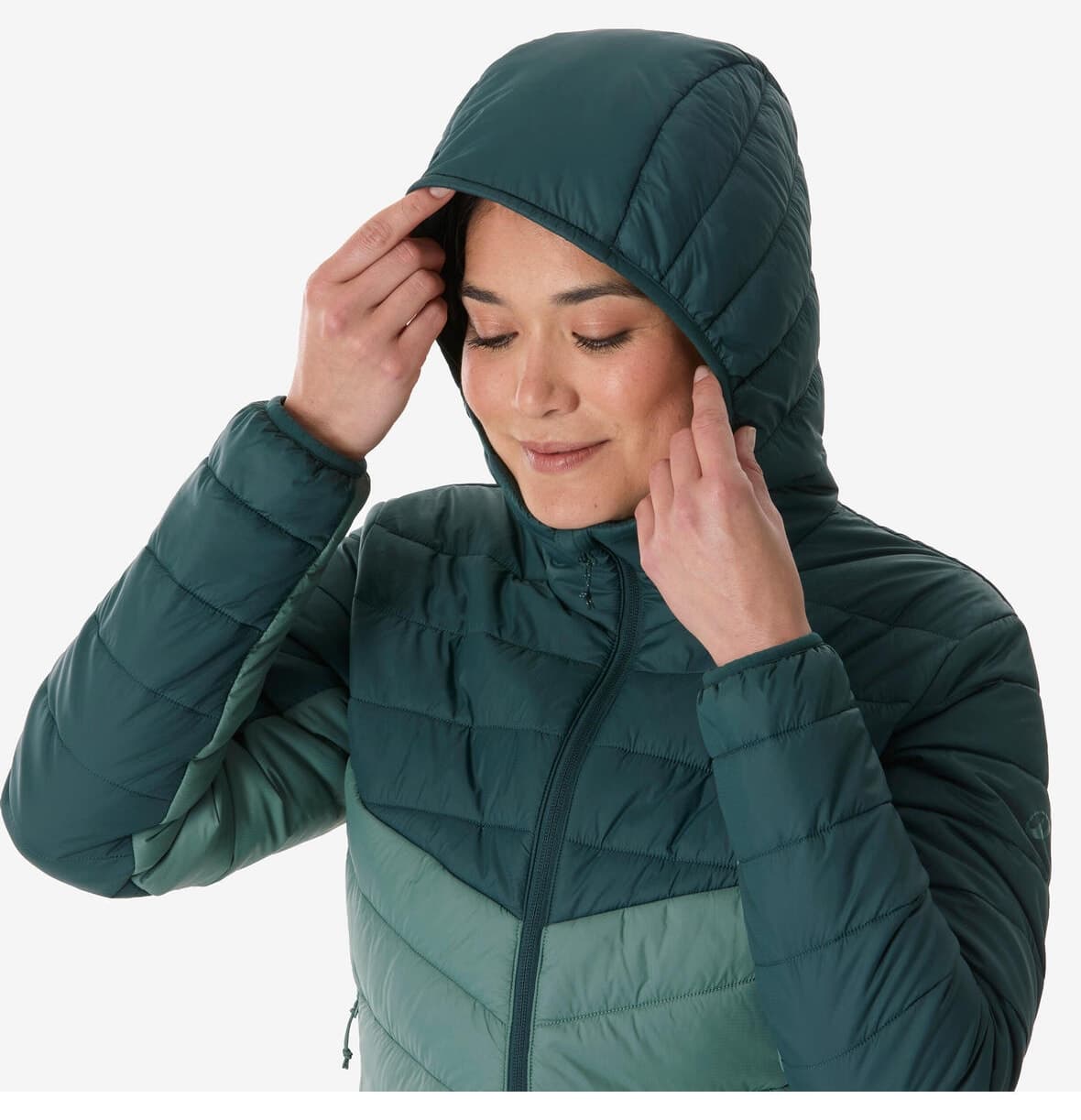 ژاکت پفی زنانه Decathlon Quechua سبز مدل MH500 -6° ژاکت پفی زنانه Decathlon Quechua سبز مدل MH500 -6°