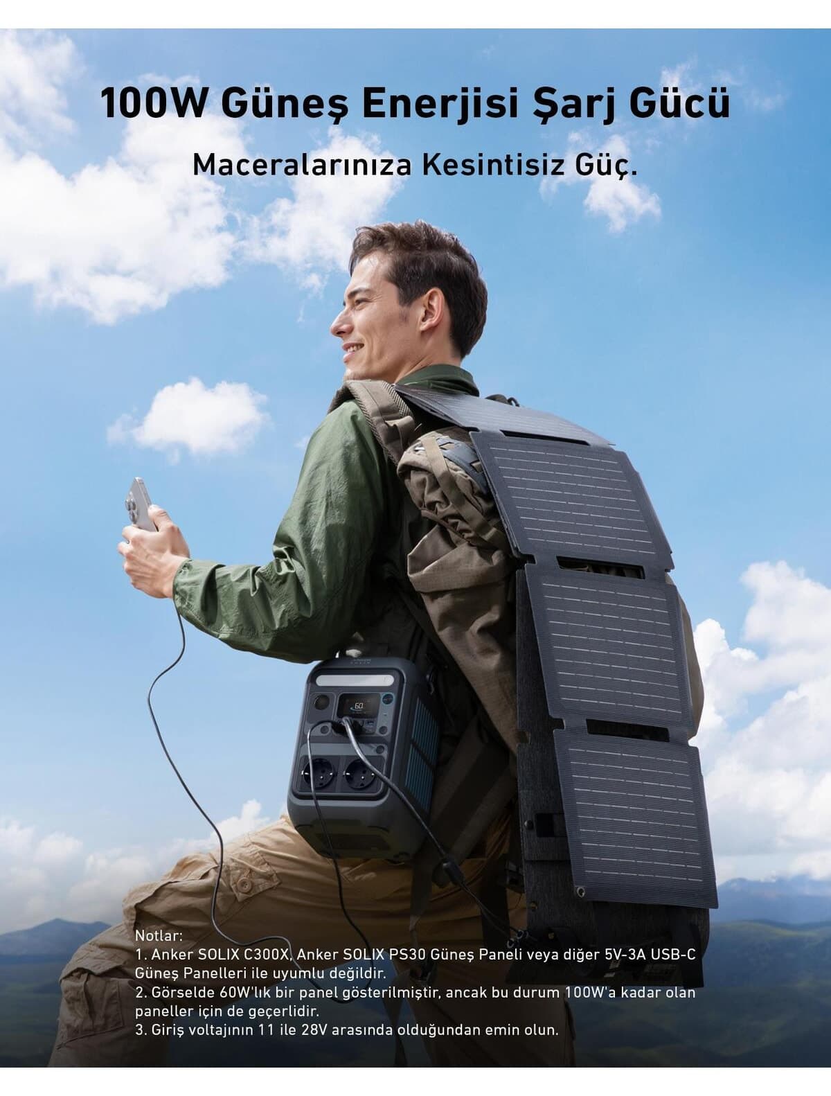 منبع برق قابل حمل Anker SOLIX C300X AC + پنل خورشیدی PS60 مدل B1723 منبع برق قابل حمل Anker SOLIX C300X AC + پنل خورشیدی PS60 مدل B1723