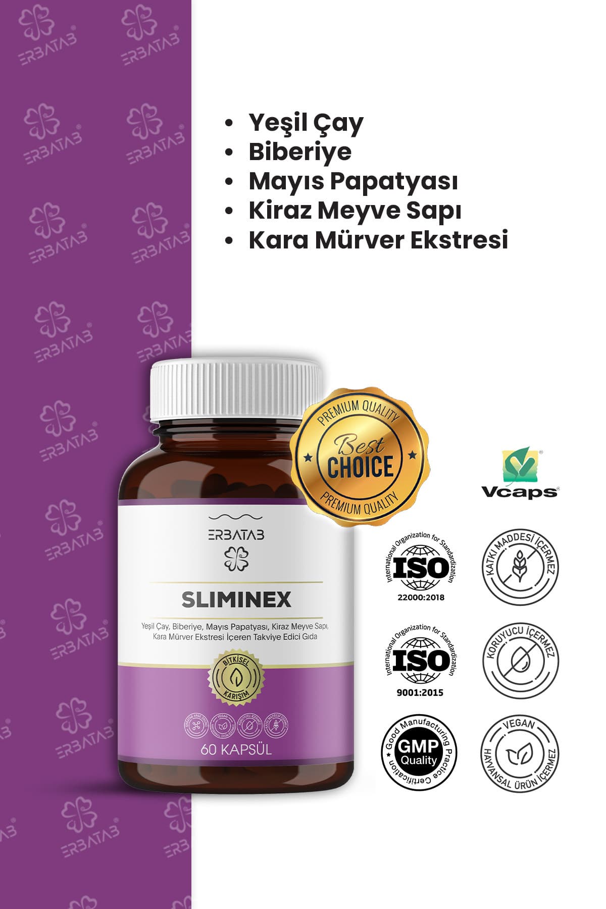 کپسول Sliminex حاوی عصاره چای سبز، رزماری، بابونه و دمگیلاس Erbatab، 60 عدد کپسول Sliminex حاوی عصاره چای سبز، رزماری، بابونه و دمگیلاس Erbatab، 60 عدد