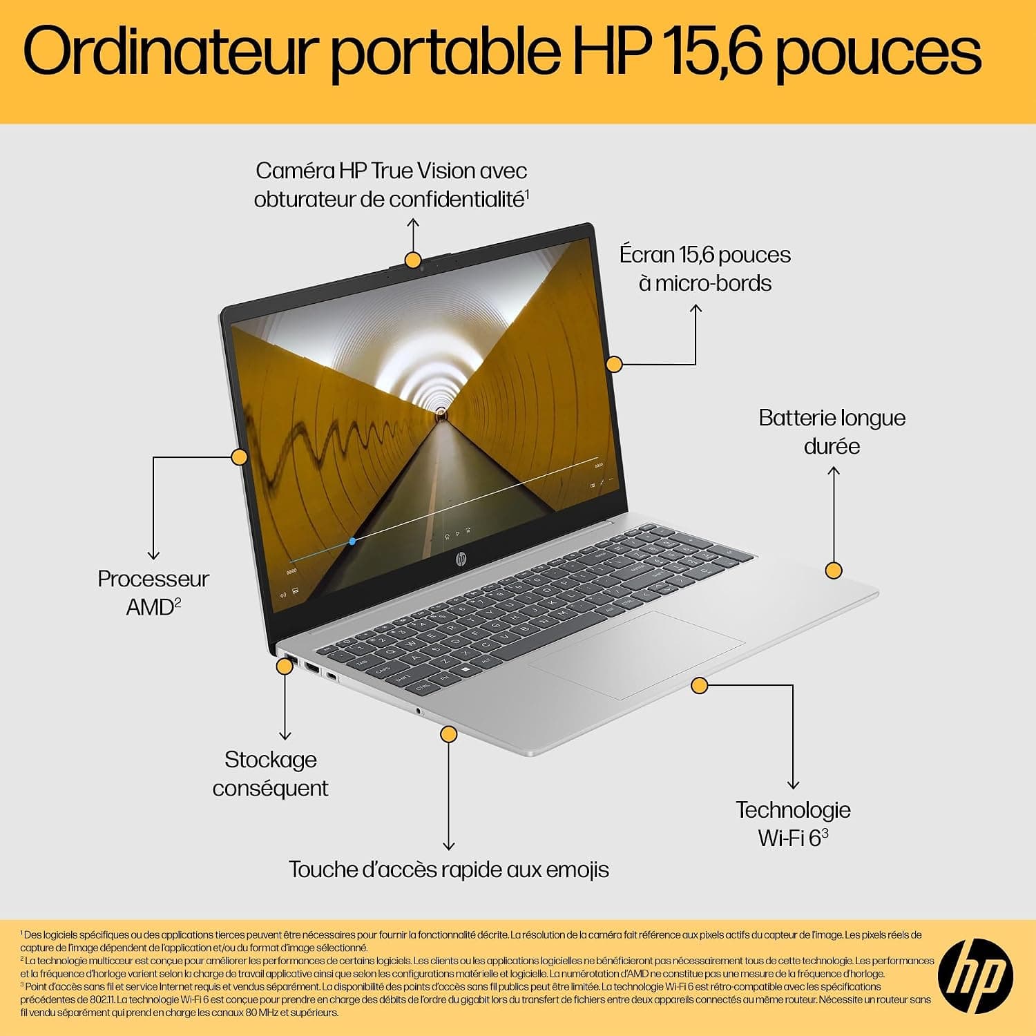 لپتاپ HP مدل 15-fc0005sf، 15.6 اینچ FHD، نقرهای لپتاپ HP مدل 15-fc0005sf، 15.6 اینچ FHD، نقرهای