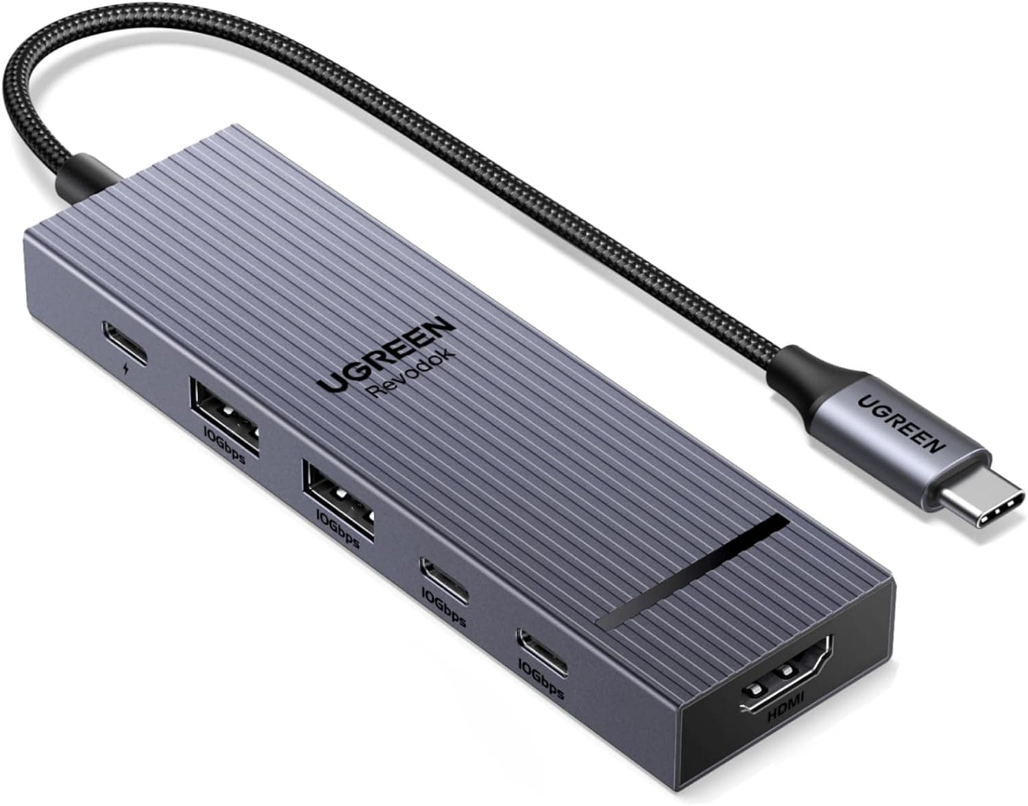 هاب USB C ششکاره UGREEN با HDMI 4K، داده Type A و Type C با سرعت 10Gbps و درگاه PD 100W هاب USB C ششکاره UGREEN با HDMI 4K، داده Type A و Type C با سرعت 10Gbps و درگاه PD 100W