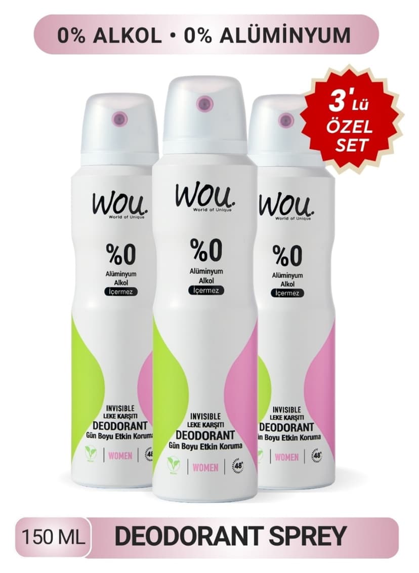 دئودورانت زنانه WOU World of Unique ست 3 عددی 150ml دئودورانت زنانه WOU World of Unique ست 3 عددی 150ml