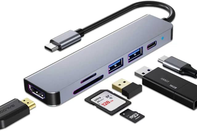 هاب USB C سازگار با MacBook Pro و دستگاههای Type-C SZPACMATE با HDMI 4K، USB 3.0، کارتخوان SD/TF و PD 100W هاب USB C سازگار با MacBook Pro و دستگاههای Type-C SZPACMATE با HDMI 4K، USB 3.0، کارتخوان SD/TF و PD 100W