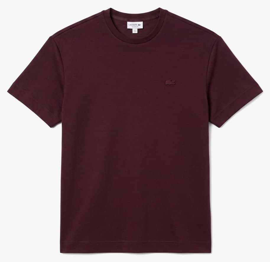 تیشرت مردانه Lacoste فیت اورسایز یقه گرد زرشکی تیشرت مردانه Lacoste فیت اورسایز یقه گرد زرشکی