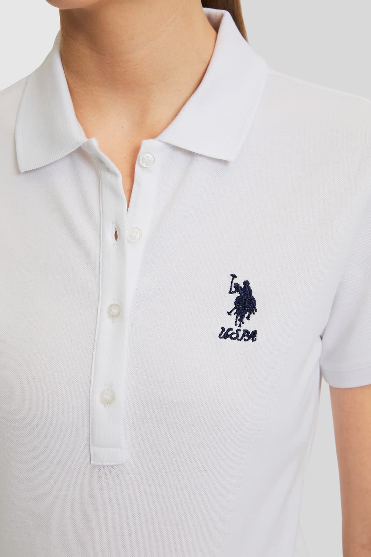 تیشرت زنانه U.S. Polo Assn. سفید یقه پولو بیسیک مدل 50321798-VR013 تیشرت زنانه U.S. Polo Assn. سفید یقه پولو بیسیک مدل 50321798-VR013