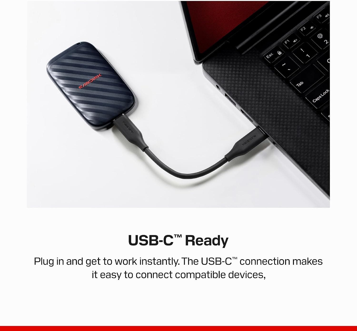 حافظه SSD قابل حمل 1TB SanDisk با سرعت خواندن تا 600MB/s، USB-C و USB 3.2 Gen 2 حافظه SSD قابل حمل 1TB SanDisk با سرعت خواندن تا 600MB/s، USB-C و USB 3.2 Gen 2