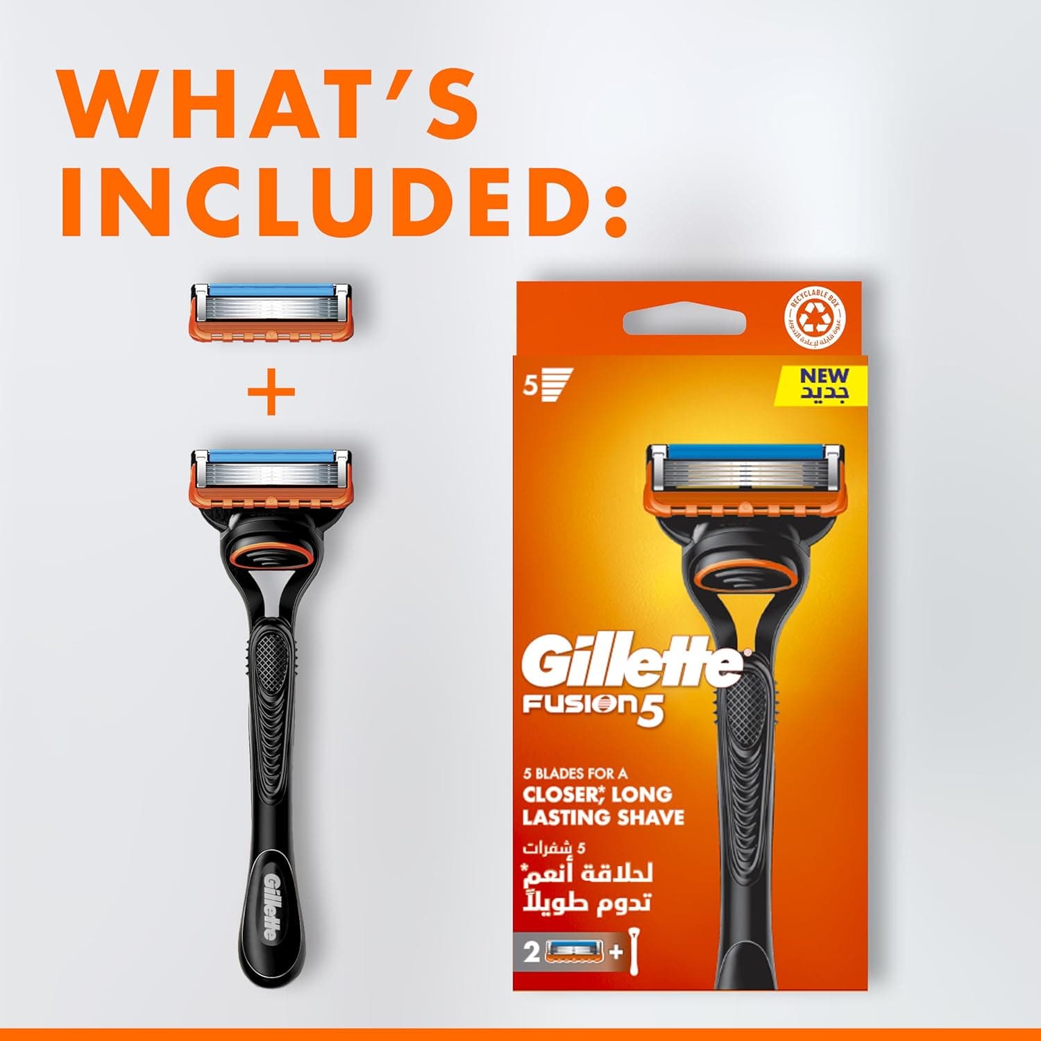 ماشین اصلاح مردانه Gillette مدل Fusion 5 با 1 دسته و 2 تیغ ماشین اصلاح مردانه Gillette مدل Fusion 5 با 1 دسته و 2 تیغ