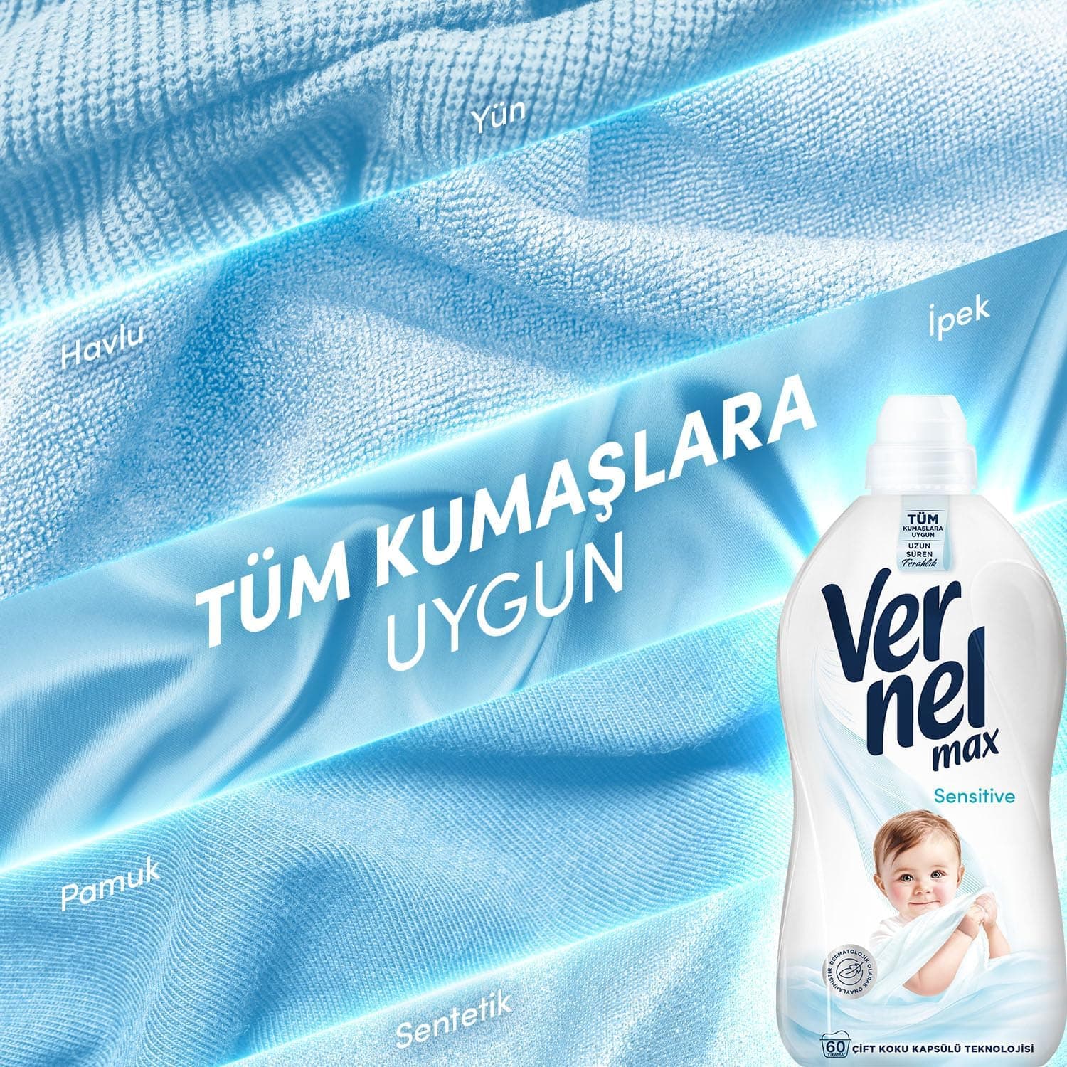 نرمکننده لباس مخصوص پوستهای حساس Vernel Max Sensitive بدون رنگ غلیظ 60 شستوشو 1 x 1440 mL نرمکننده لباس مخصوص پوستهای حساس Vernel Max Sensitive بدون رنگ غلیظ 60 شستوشو 1 x 1440 mL