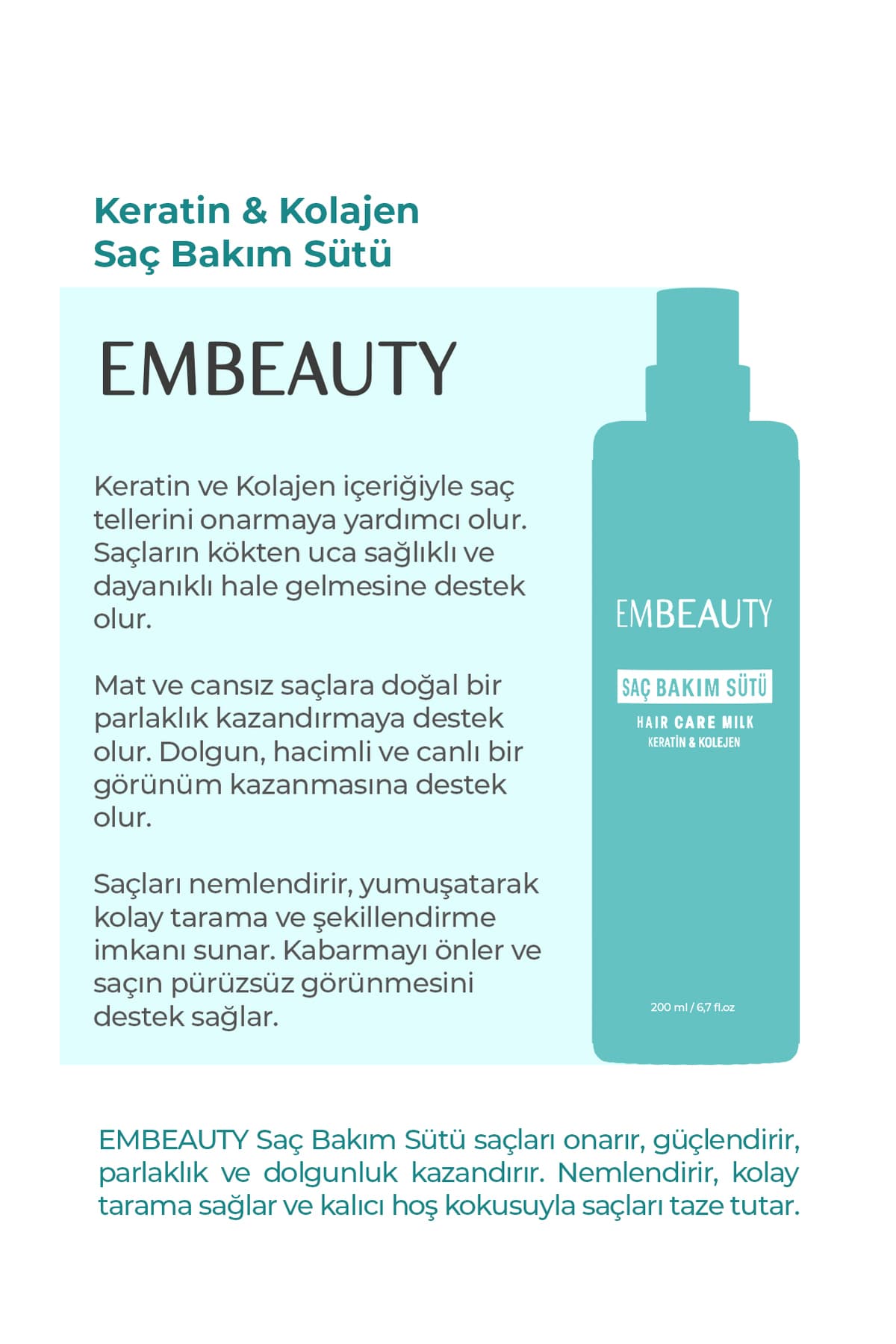 شیر موی مغذی Embeauty حاوی کراتین و کلاژن 200 ML شیر موی مغذی Embeauty حاوی کراتین و کلاژن 200 ML