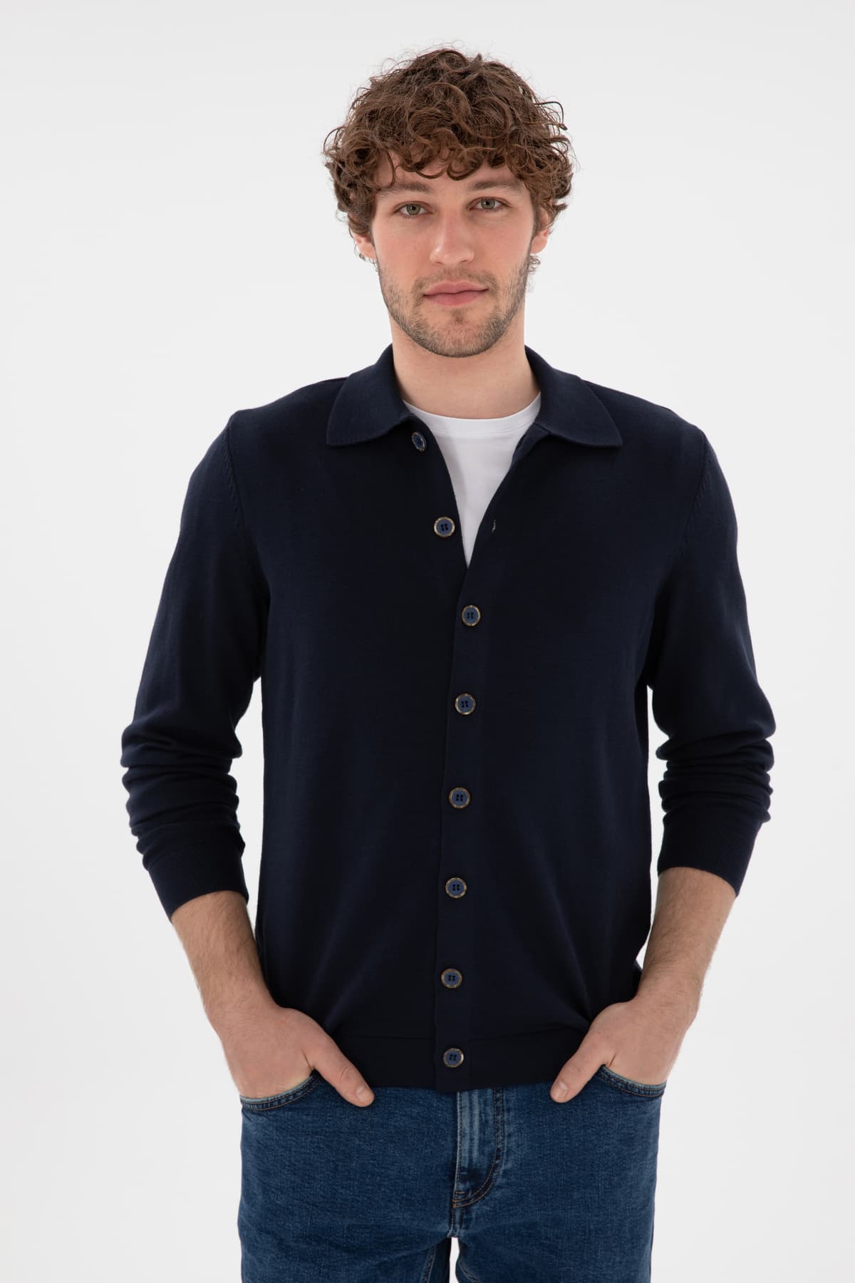 کاردیگان بافت مردانه U.S. Polo Assn. سرمهای ساده مدل 50298272-VR033 کاردیگان بافت مردانه U.S. Polo Assn. سرمهای ساده مدل 50298272-VR033